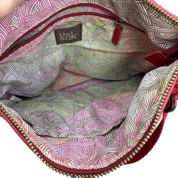 The Sak Leather Crossbody Bag Womens Purse Pebbled Leather Soft Adjustable Red - Picture 12 of 13